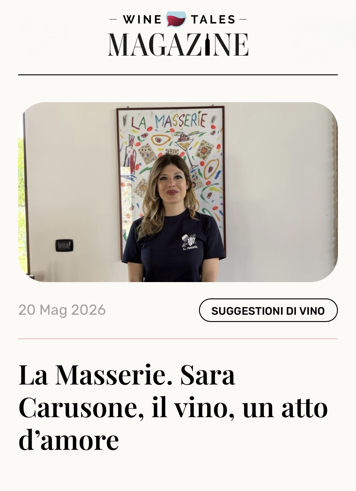 La Masserie. Sara Carusone, il vino, un atto d'amore